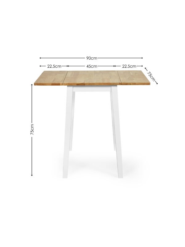 Linwood White and Oak 75 x 90cm Drop Leaf Extending Dining Table - Image 8