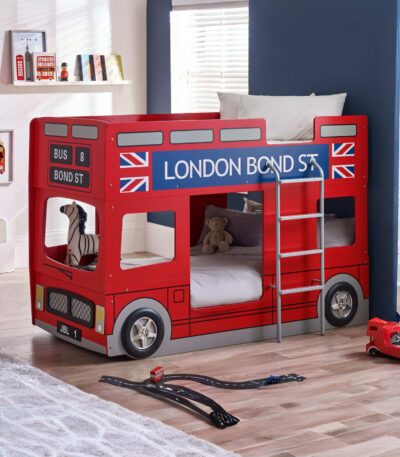 London Bus 90cm Single Red Bunk Bed