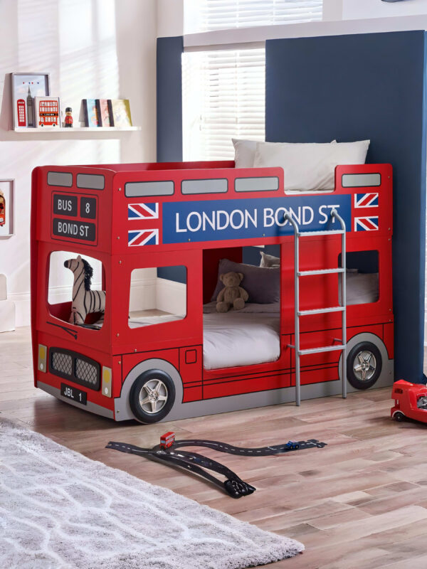 London Bus 90cm Single Red Bunk Bed