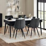 Louis Fluted Stone Top Dining Table With Drawers – Black