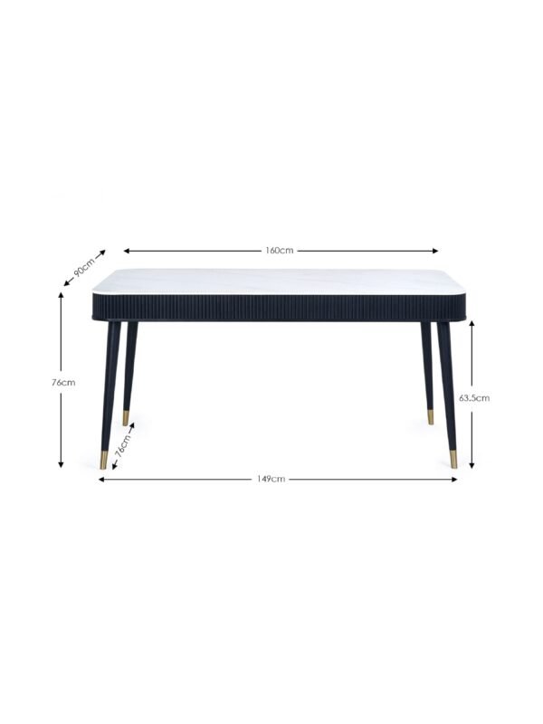 Louis Fluted Stone Top Dining Table With Drawers - Black - Image 11