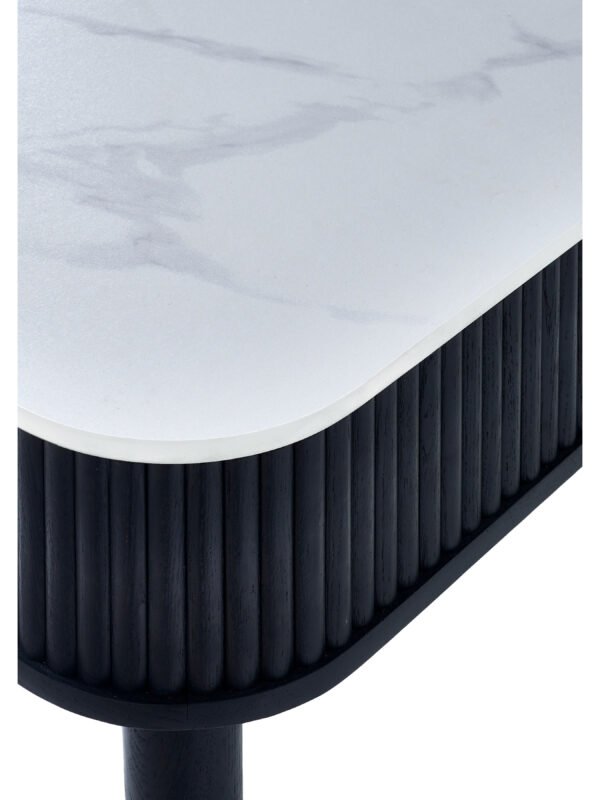 Louis Fluted Stone Top Dining Table With Drawers - Black - Image 5