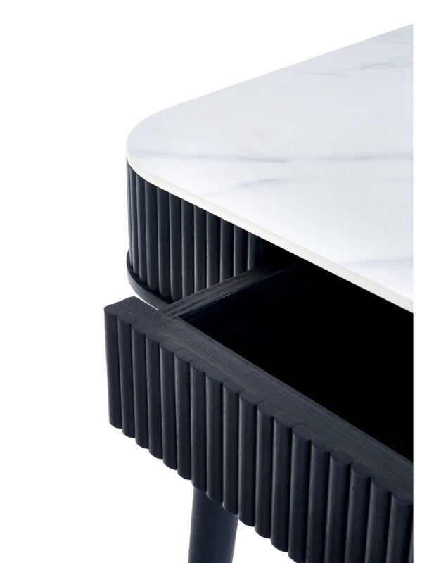 Louis Fluted Stone Top Dining Table With Drawers - Black - Image 6