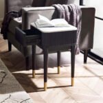 Louis Fluted Stone Top Lamp Table With Drawer – Black