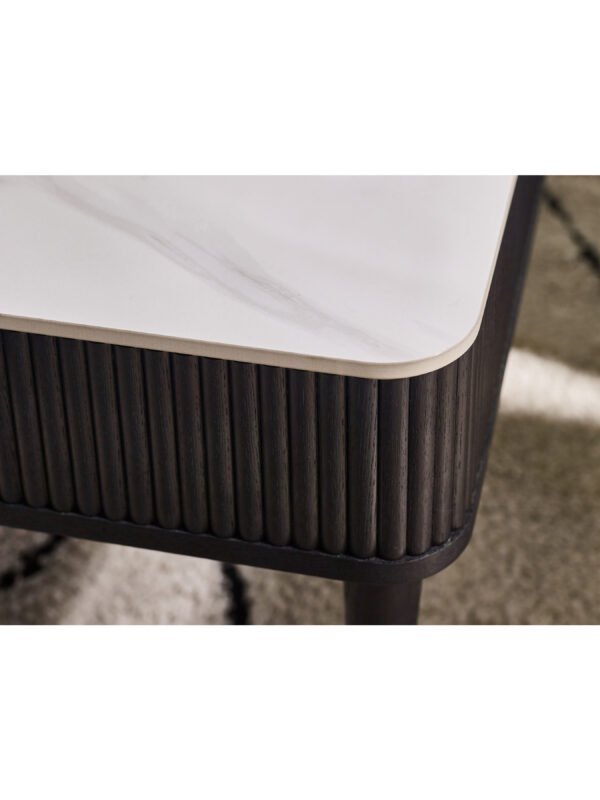 Louis Fluted Stone Top Coffee Table With 2 Drawers - Black - Image 5
