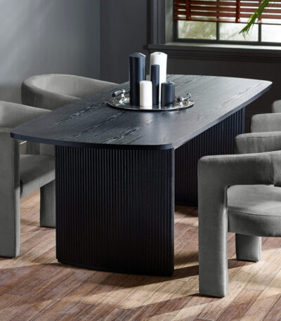 Louis Fluted Extending Dining Table – Black