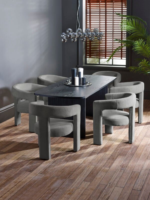Louis Fluted Extending Dining Table - Black - Image 16