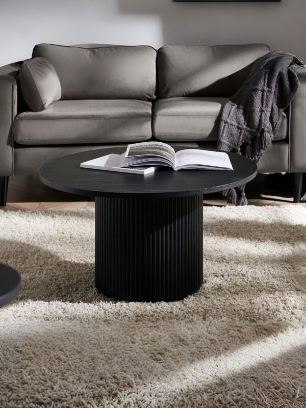 Louis Fluted Round Coffee Table – Black