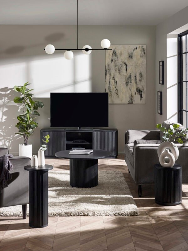 Louis Fluted Round Coffee Table - Black - Image 8