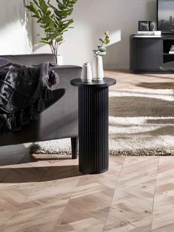 Louis Fluted Drinks Table - Black