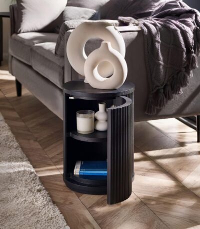 Louis Fluted Round Side Table with Cupboard