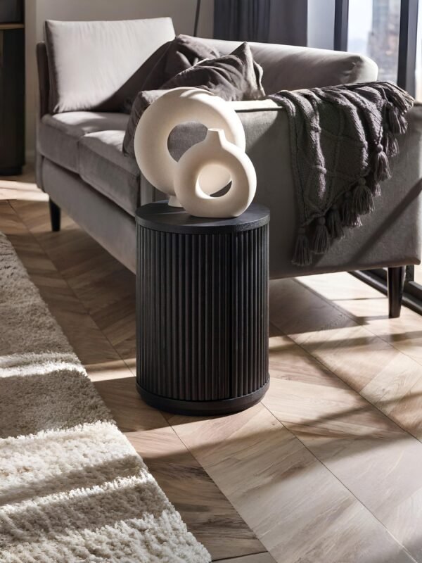 Louis Fluted Round Side Table with Cupboard - Image 2