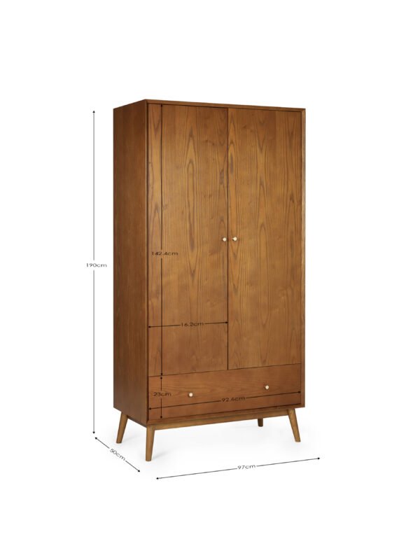 Lowry 2 Door 1 Drawer Wardrobe - Image 11