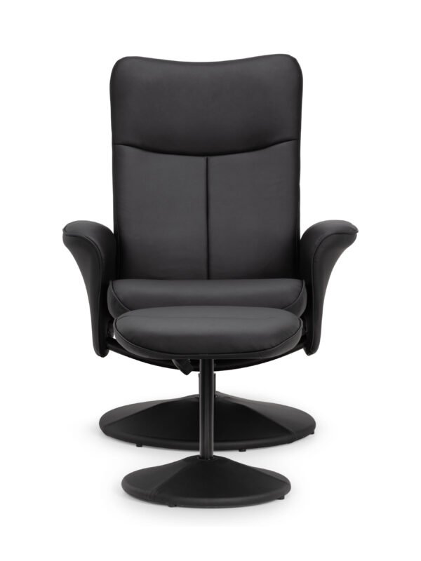 Lugano Recliner & Stool With Covered Base - Black - Image 3