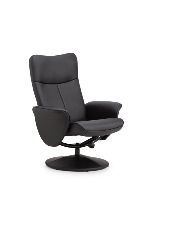Lugano Recliner & Stool With Covered Base - Black - Image 4