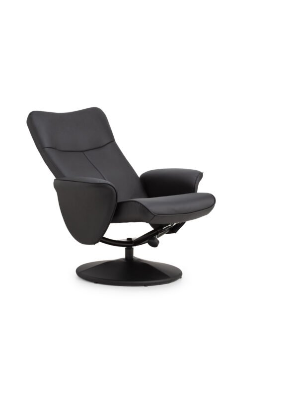 Lugano Recliner & Stool With Covered Base - Black - Image 5