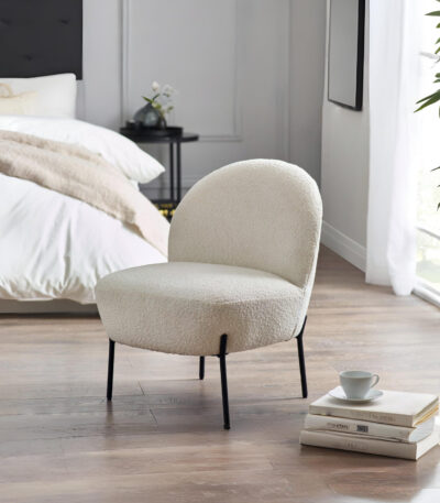 Lulu Boucle Accent Chair – Ivory