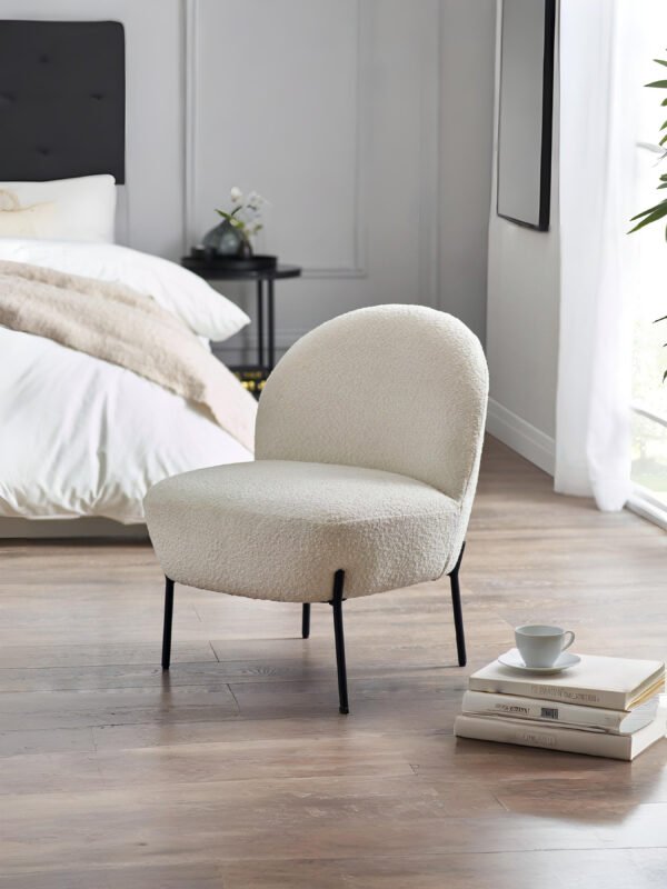Lulu Boucle Accent Chair – Ivory