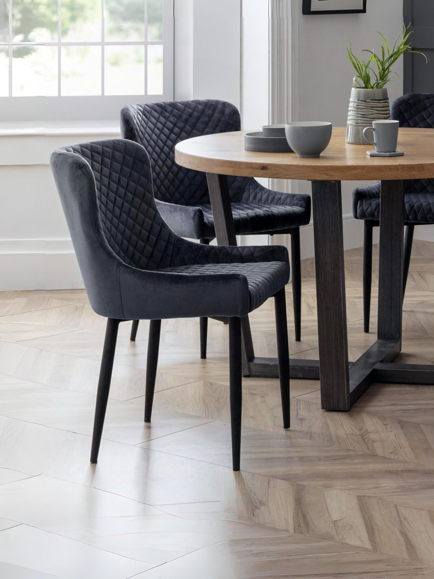 LUX101_1 Luxe Diamond Quilted Upholstered Dining Chair (Set of 2) - Image 1