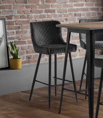Luxe Diamond Quilted Upholstered Bar Stool