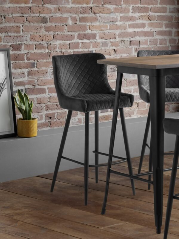 Luxe Diamond Quilted Upholstered Bar Stool