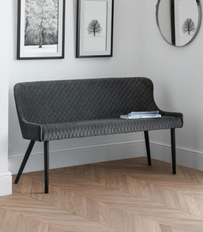 Luxe Diamond Quilted Upholstered 2 Seater High Back Bench