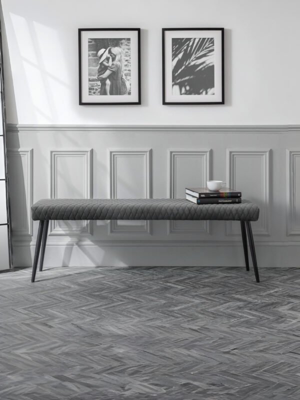 Luxe Diamond Quilted Upholstered 2 Seater Backless Bench