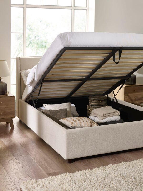 Maddock Beige Upholstered Ottoman Storage Bed - Image 11