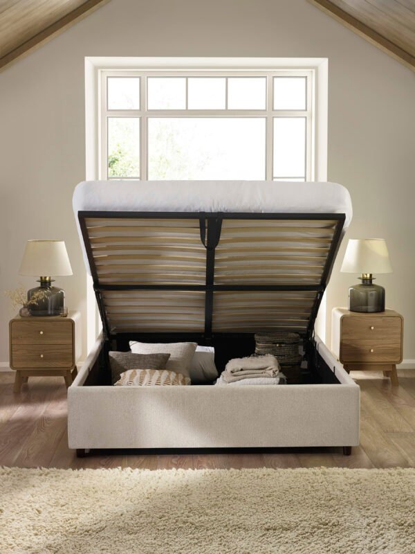 Maddock Beige Upholstered Ottoman Storage Bed - Image 2