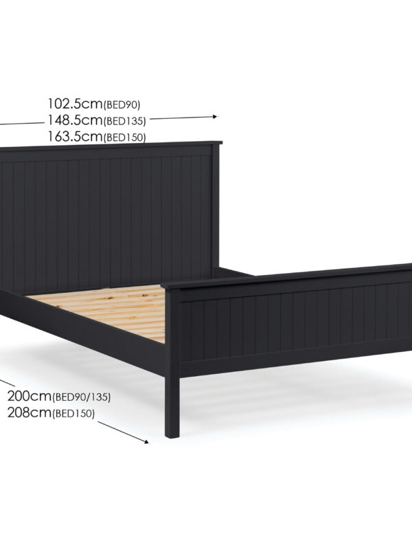 Maine 90cm Single Anthracite Black Bed - Image 9
