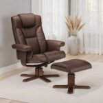 Malmo Upholstered Swivel Recliner Chair and Footstool