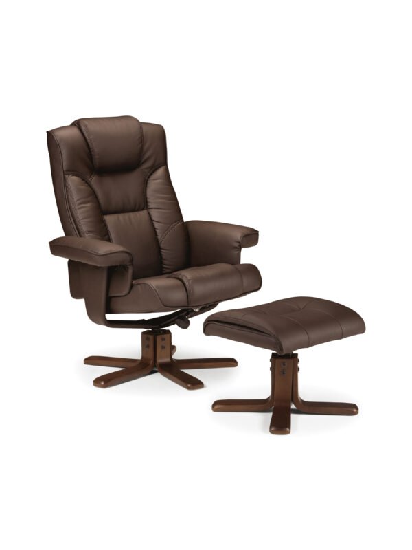 Malmo Upholstered Swivel Recliner Chair and Footstool - Image 2