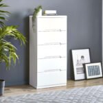 Manhattan 5 Drawer Tall Chest – High Gloss White