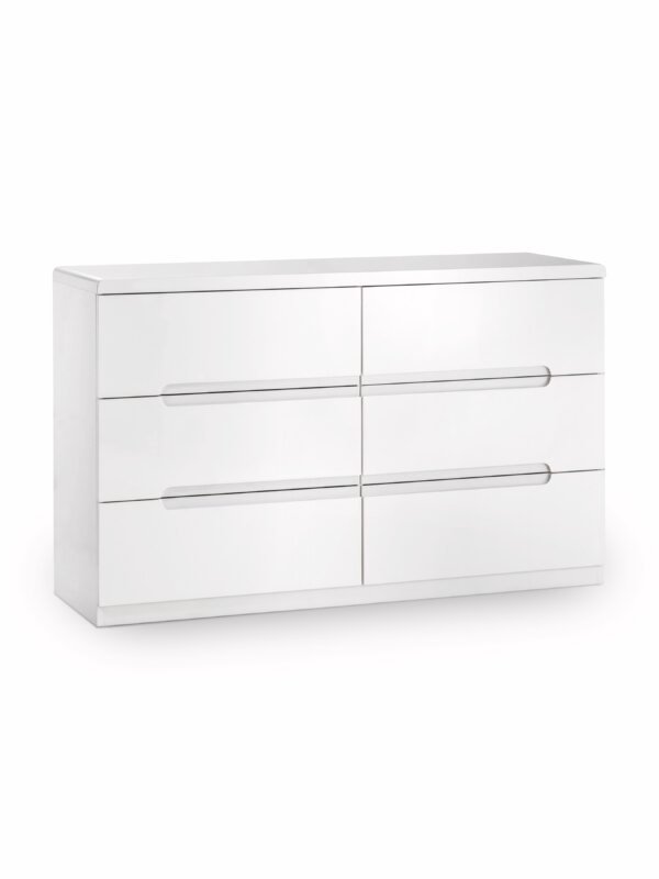Manhattan 6 Drawer Wide Chest - High Gloss White - Image 2