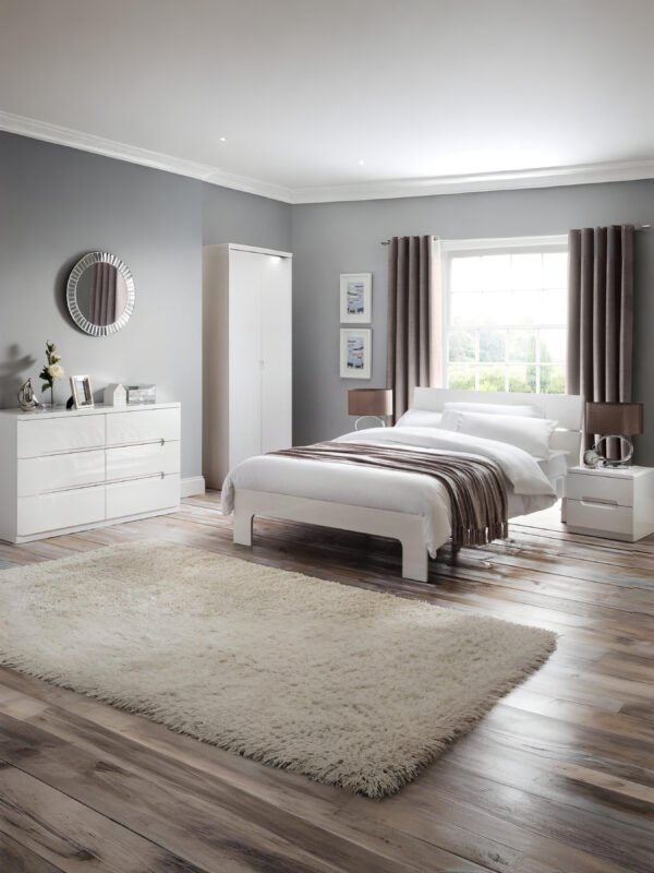 Manhattan 6 Drawer Wide Chest - High Gloss White - Image 3