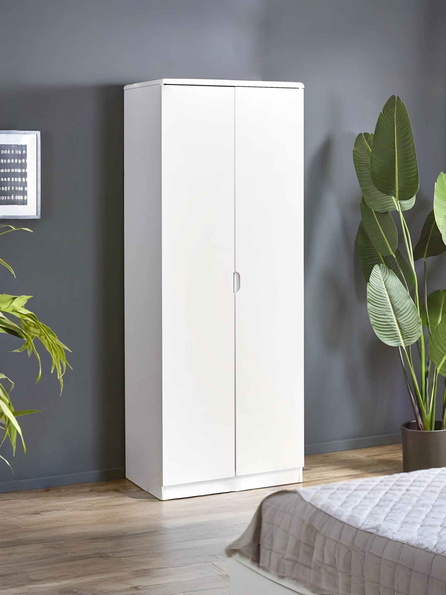 MAN206_1 Manhattan 2 Door Wardrobe – High Gloss White