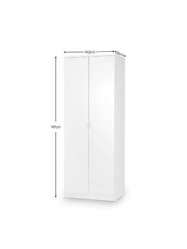 Manhattan 2 Door Wardrobe - High Gloss White - Image 3