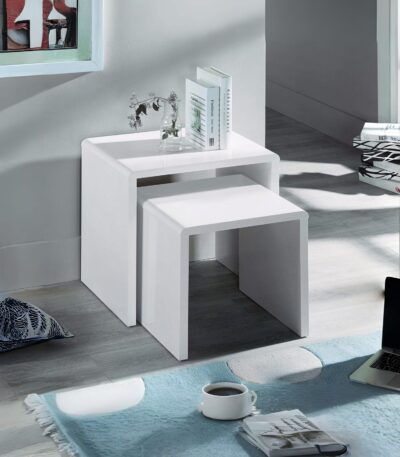 Manhattan Nest of 2 Side Tables – High Gloss White
