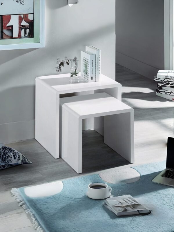 Manhattan Nest of 2 Side Tables – High Gloss White