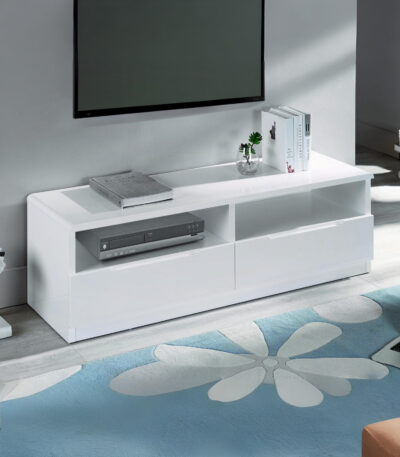 Manhattan 2 Drawer TV Unit up to 65 Inch – High Gloss White