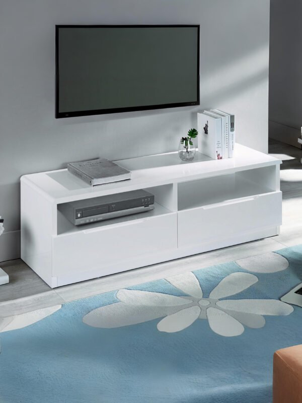Manhattan 2 Drawer TV Unit up to 65 Inch – High Gloss White