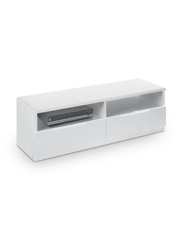 Manhattan 2 Drawer TV Unit up to 65 Inch - High Gloss White - Image 2