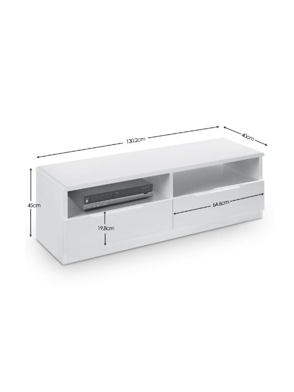 Manhattan 2 Drawer TV Unit up to 65 Inch - High Gloss White - Image 3
