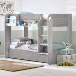 Mars 90cm Single Grey Oak Effect Bunk Bed with Underbed Trundle