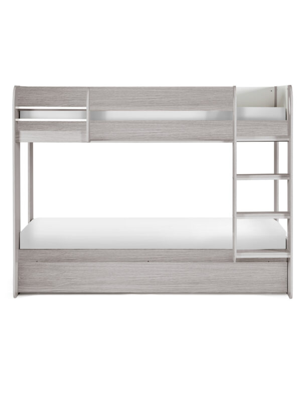 Mars 90cm Single Grey Oak Effect Bunk Bed with Underbed Trundle - Image 4
