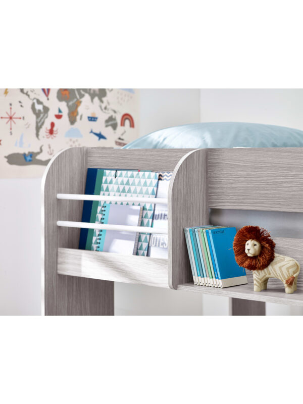 Mars 90cm Single Grey Oak Effect Bunk Bed with Underbed Trundle - Image 6