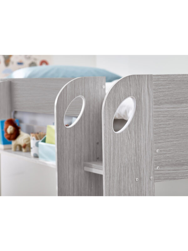 Mars 90cm Single Grey Oak Effect Bunk Bed with Underbed Trundle - Image 7