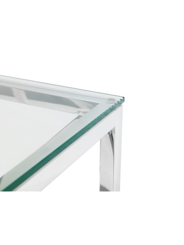 Miami Glass Top Cross Frame Side Table with Shelf - Image 6