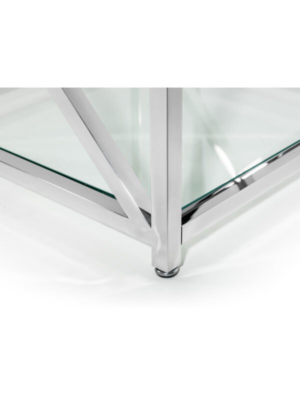 Miami Glass Top Cross Frame Side Table with Shelf - Image 7