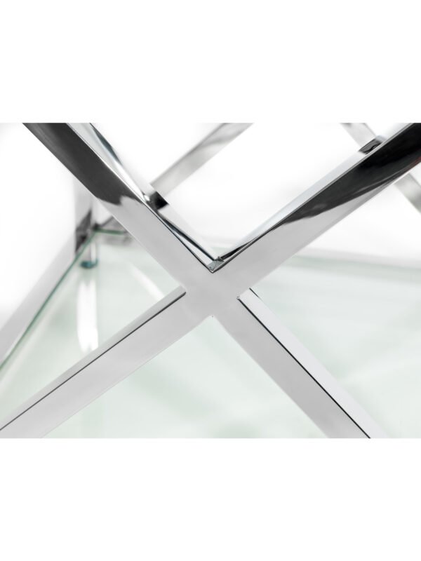Miami Glass Top Cross Frame Side Table with Shelf - Image 9